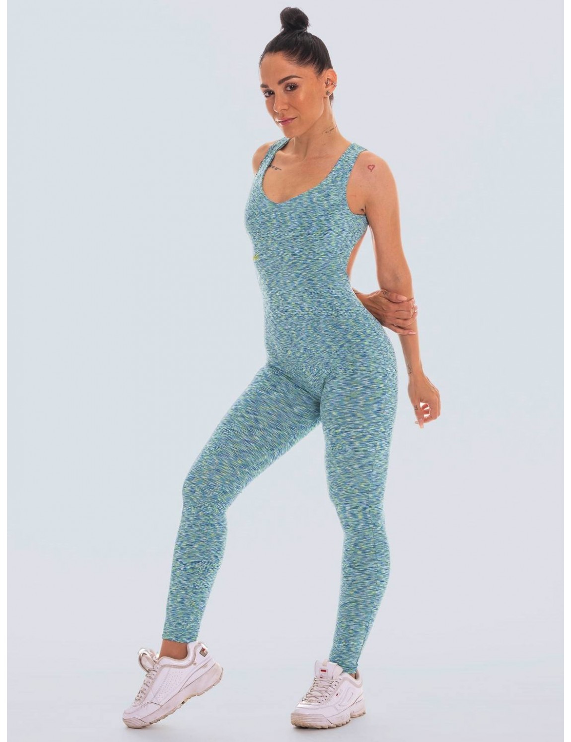 Colorful aquamarine lycra jumpsuit for dance and sports